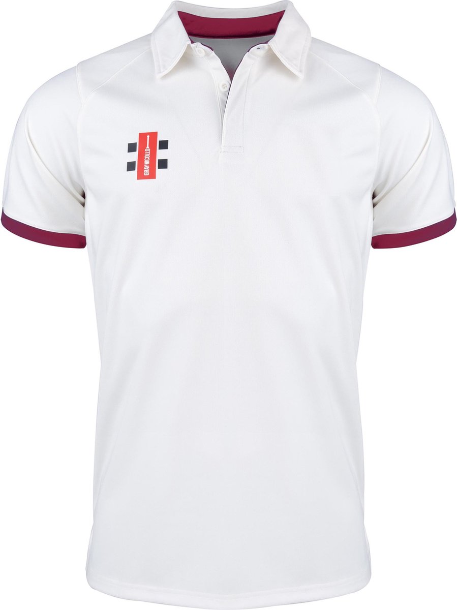Gray-Nicolls Cricket SHIRT PRO PERF V2 S/S IV/MR XS Extra Small - Ivory / Maroon