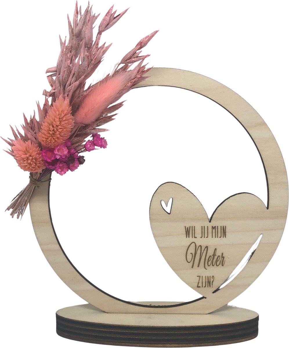 Hoepel en droogbloemen Wil je mijn METER zijn? | roze | meter vragen | meter worden