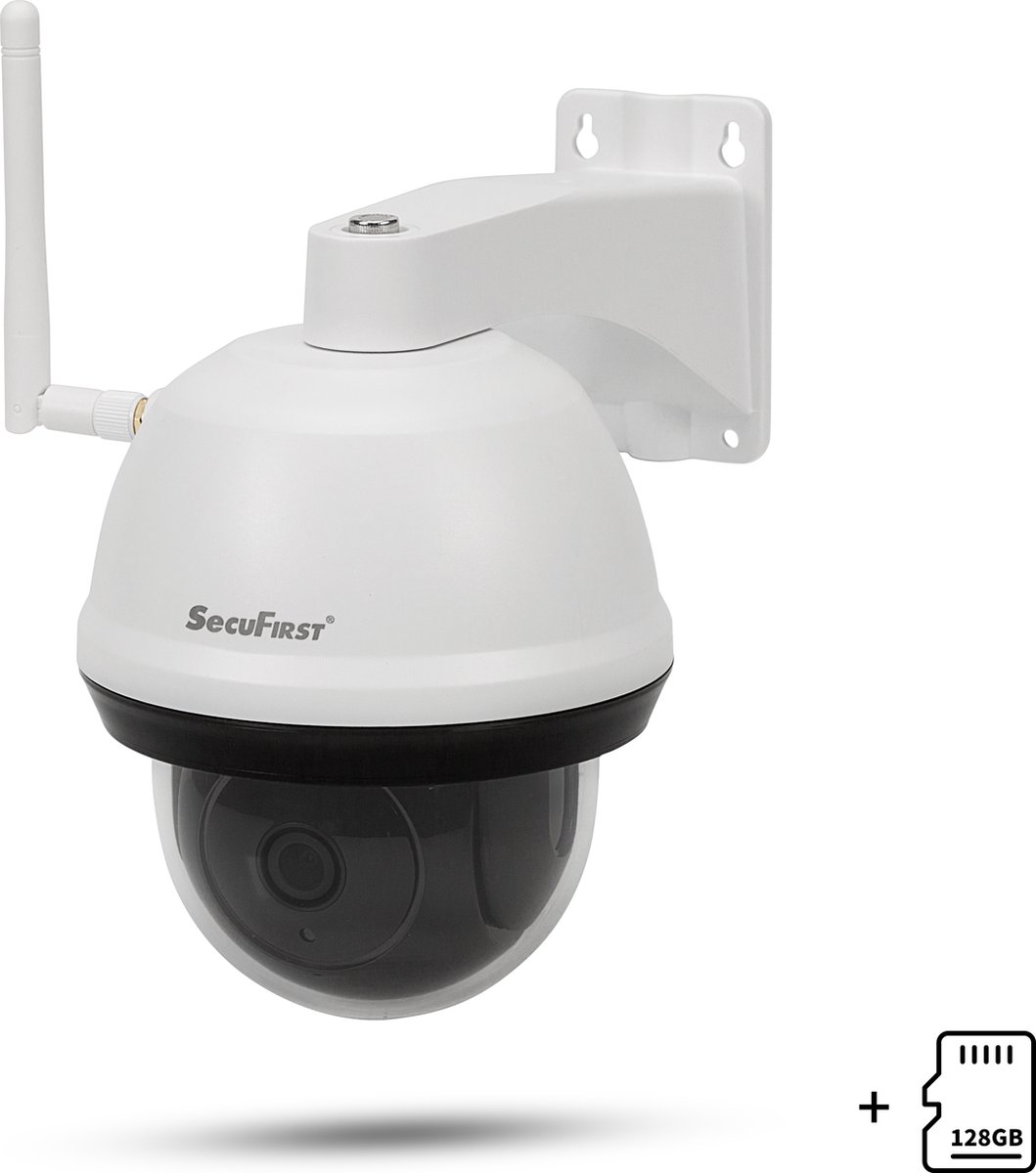 SecuFirst CAM214W met 128GB Opslag Dome Camera wit - IP Camera draai- en kantelbaar voor buiten - FHD 1080P