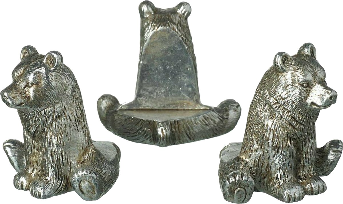 Beren Potverhoger Bloempothouder Beer 6,5 cm set van 3