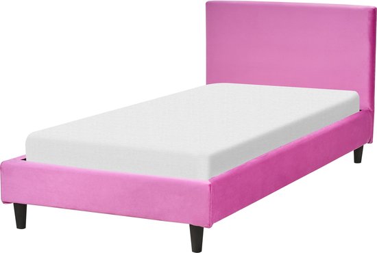 FITOU - Eenpersoonsbed - Roze - 90 x 200 cm - Fluweel