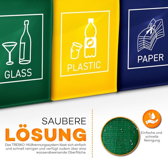 Afvalscheidingssysteem, 3 stuks, recyclingsysteem, zakken