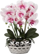 Plante artificielle Orchidées Fleurs artificielles Fleurs artificielles comme de vraies avec Real Touch Fleurs en pot en céramique Décoration de table Décoration de rebord de fenêtre Hauteur 44 cm