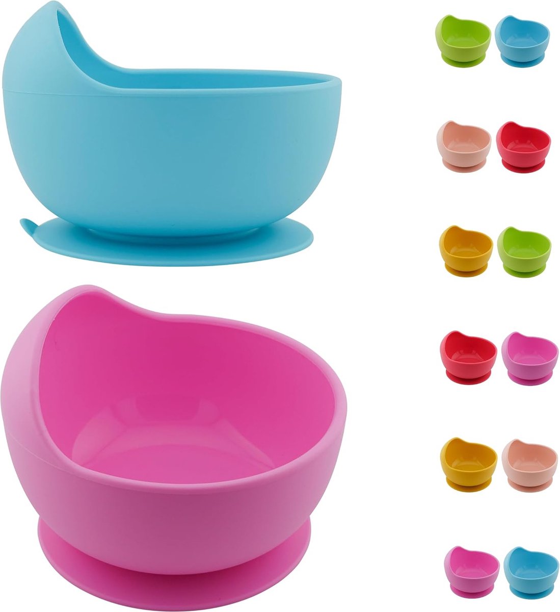Goedkoopste Siliconen babykom met zuignap, papschaal voor baby's en peuters vanaf 6 maanden, siliconen babykom met zuignap (lila en lichtblauw