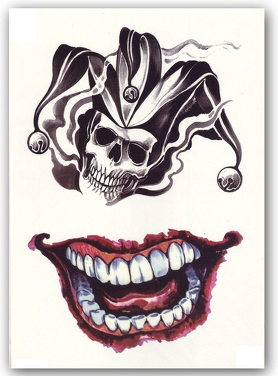 Halloween Decoratie Tijdelijke Tattoo (A5 formaat) [Outfit Versiering Kostuum Kinderen Volwassenen - Botten Schotwond Hechting Scar Heks Bloed Zombie Wond Mes Spin Clown Kruis - Water Overdraagbare Fake Temporary Tattoo]