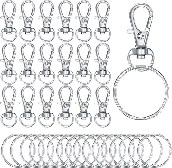 100 Stuks Metalen Sleutelhanger Ringen 20mm - Splitring Zilver Voor Sleutels & Knutselen
