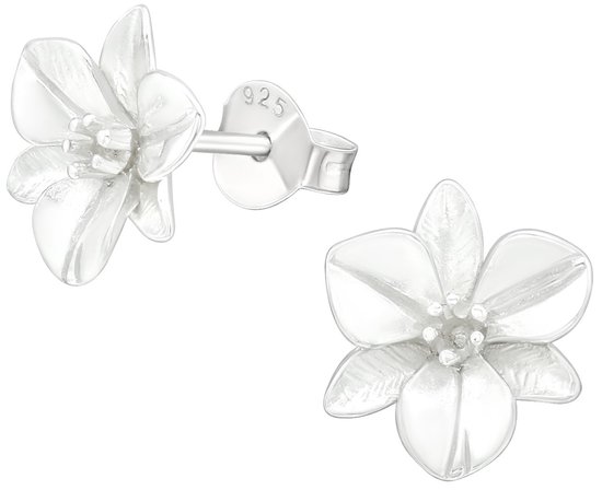Joy|S - Zilveren orchidee oorbellen - 10 mm - bloem oorknoppen