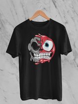Feel Free - Halloween T-Shirt - Smiley: Pruilend gezicht - Maat XL - Kleur Zwart