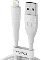 Toocki Oplaadkabel 'Fast Charging' - USB-A naar Lightning - 12W 2.4A Snellader - 1 Meter - voor Apple iPhone 8/X/XS/XR/11/12/13/14/SE, iPad, AirPods, Watch - Tot 2 Keer Sneller - Sterker snoer van TPE-Rubber - voor Apple Carplay - Crème WIT
