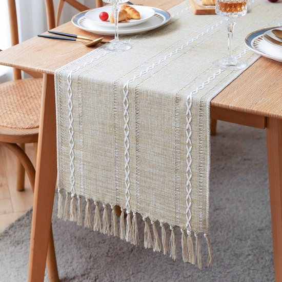 Chemin de table en coton avec pompons faits à la main, collection de table,  décoration... | bol