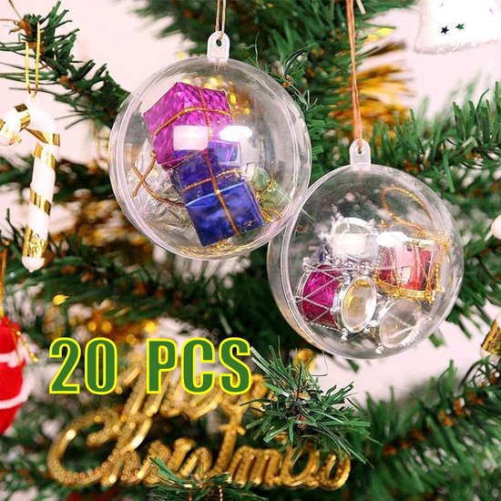 20 Pièces Boules de Noël Transparentes 8 cm, Boules de Noël en Plastique...  | bol