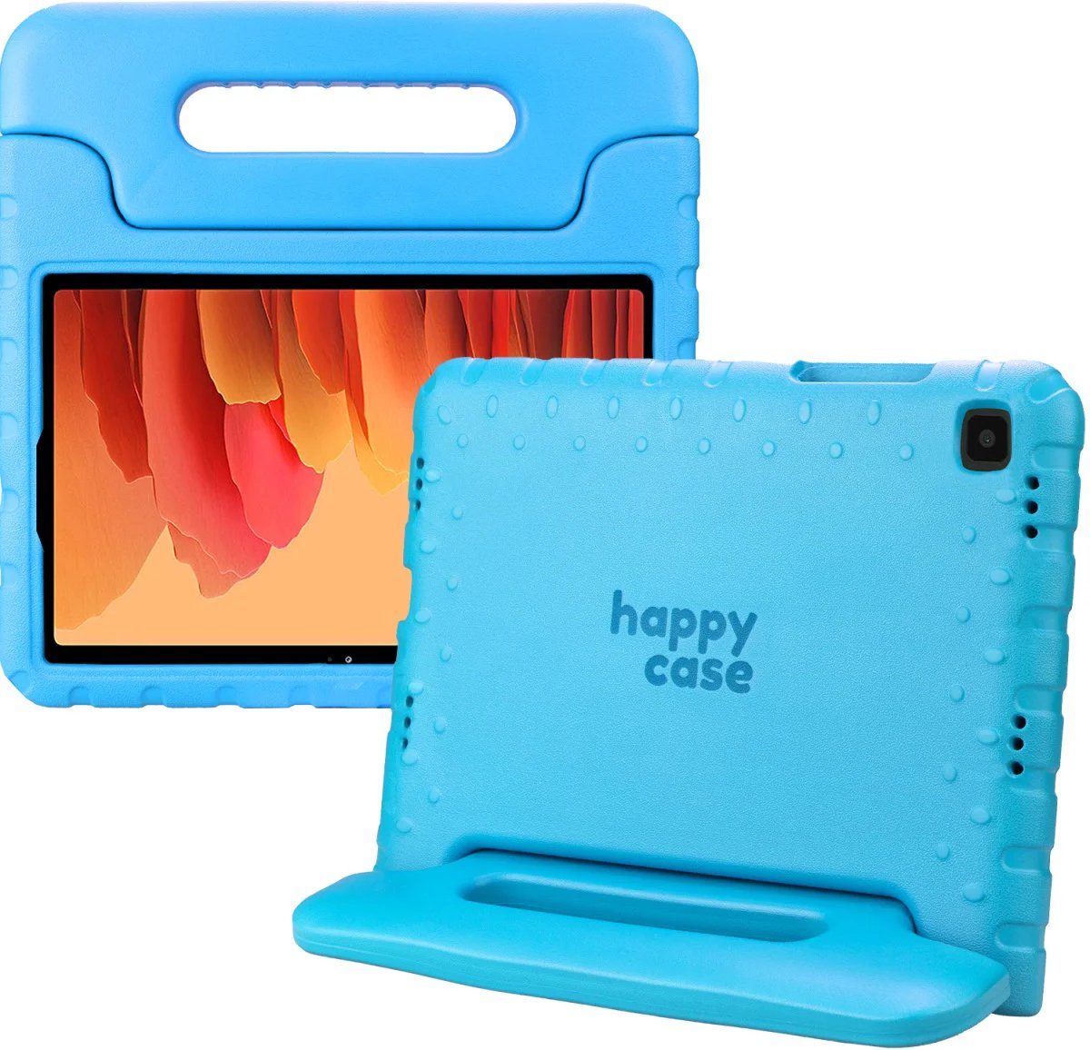 HappyCase Kinder Tablethoes Geschikt voor Samsung Galaxy Tab A7 (2020/2022) | Kindvriendelijke Hoes | Beschemhoes | Kinderhoes | met Handvat en Standaard | Blauw