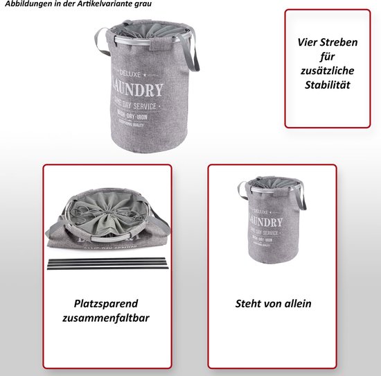 Wasmand - wassorteerder - 4 vakken - grijs - wasmanden - wassorteerder 4 vakken