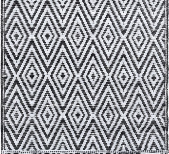 The Living Store Tuinkleed zwart wit - 190 x 290 cm - Jacquard patroon