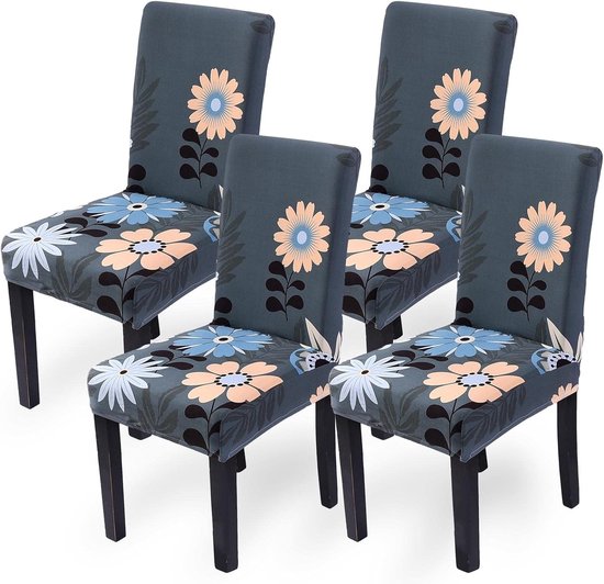 Stoelhoezen Set van 4 stretch stoelhoezen voor eetkamerstoelen, afneembare wasbare stoelen bescherming decoratie stoelhoes voor thuis, keuken, hotel, restaurant, banket, bruiloft, feest