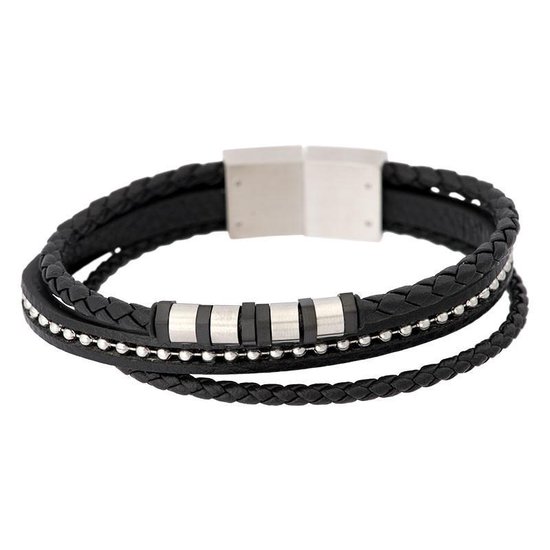 iXXXi Men Leather Bracelet Hunter Zilverkleurig - maat 20,5