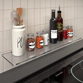 Glazen Wandplank met Helder Glas, Glazen Plank voor Badkamers, Heldere Doucheplank met 6mm ESG Veiligheidsglas en Metalen Beugels, Verschillende Maten (30 cm)