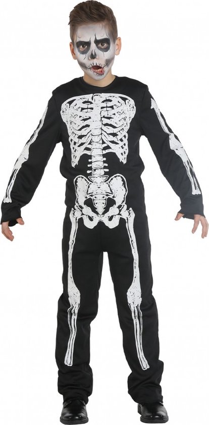 Salopette noire avec os du squelette blancs imprimés MT 128