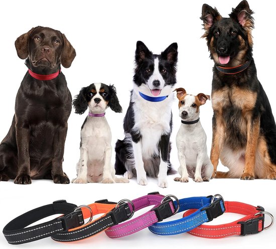 Reflecterend Leren Hondenhalsband, Echt Stevig Verstelbaar Zacht Reflecterend Leren Hondenhalsband, Echt Stevig Verstelbaar Zacht