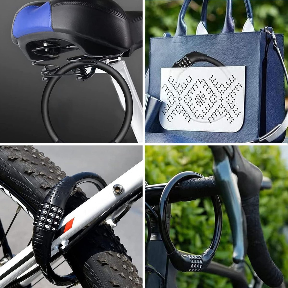 GOLDPOOL Fietsslot voor kinderen, kleurrijk cijferslot, fietsslot met cijfers, 650 x diameter 11 mm, kabelslot code, blauw, kinderfietsslot, 4- cijferige resetbare combinatie