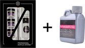 DW4Trading Acryl Nagels Starterspakket met Extra 120 ml Acryl Vloeistof Poeder - 3 Kleuren - Wit, Roze en Transparant