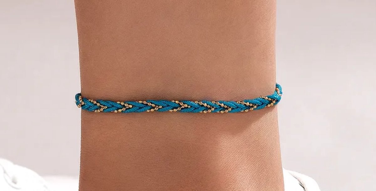 Enkelbandje / armbandje | touwtje | blauw goud