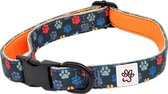 Halsband Hond - Zachte Honden Halsband - Blauw - Pootjes - You are my Universe - Paw My God! - Maat M