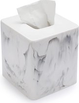 Kubushars marmeren patroon Tissue Box - Vierkante Decoratieve Tissue Houder Cover Organizer voor Vanity Countertops, Servethouder Box, Kantoor Woondecoratie, Wit