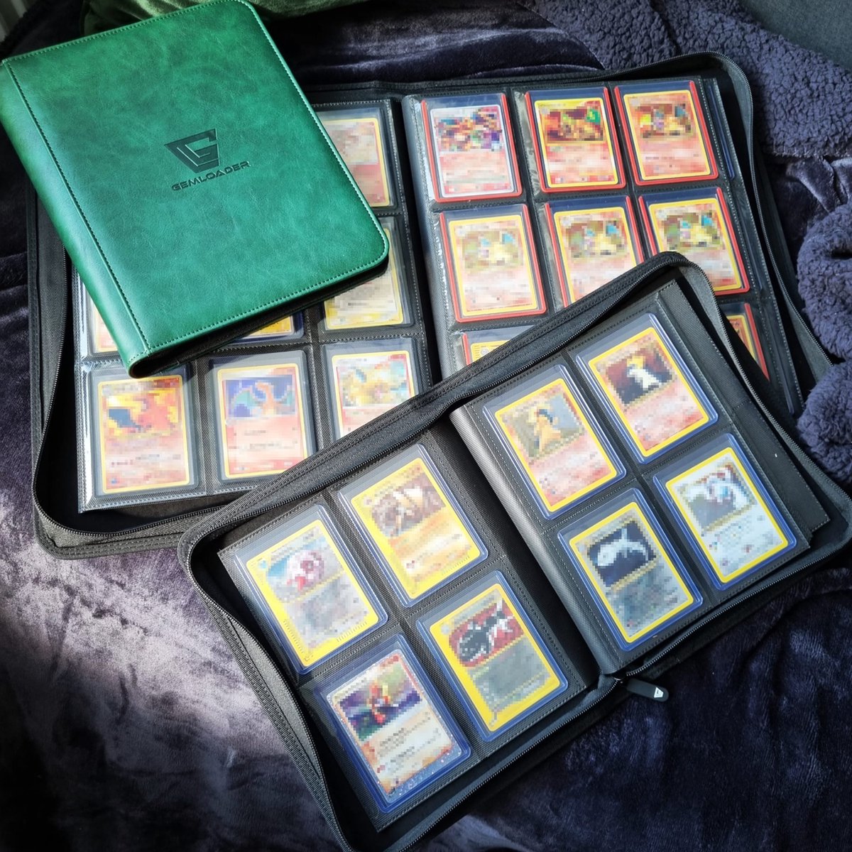 Tolesum Toploader Album voor verzamelkaarten 112 top loader met 4 vakken, 10 stuks 35PT toploader map voor TCG, MTG, verzamelalbum, zwart
