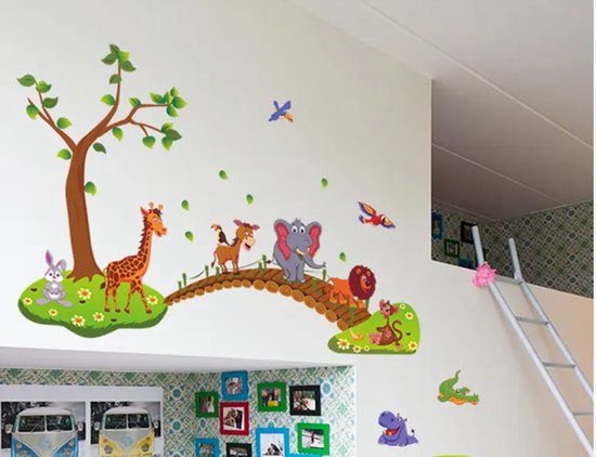 Muursticker-Muurdecoratie-Wanddecoratie-Babykamer-Kinderkamer-Slaapkamer-Dieren-Dierentuin-60x90cm