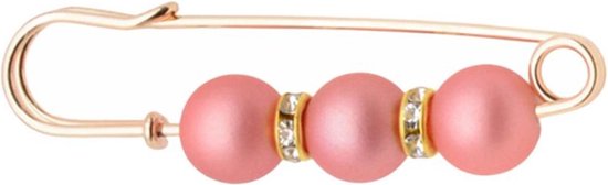 Fako Bijoux® - Epingle décorative - Epingle foulard - Fermeture cardigan - Epingle cardigan - Perles & Strass - 65mm - Rose