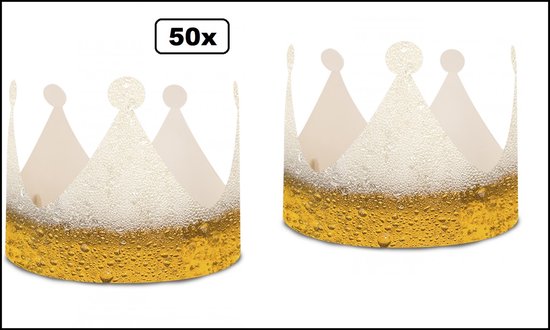 50x Koning Bier kroon karton - bier koning bierfeest gele rakker carnaval festival apres ski biertje uitdeel