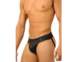 Leren jockstrap zwart maat small