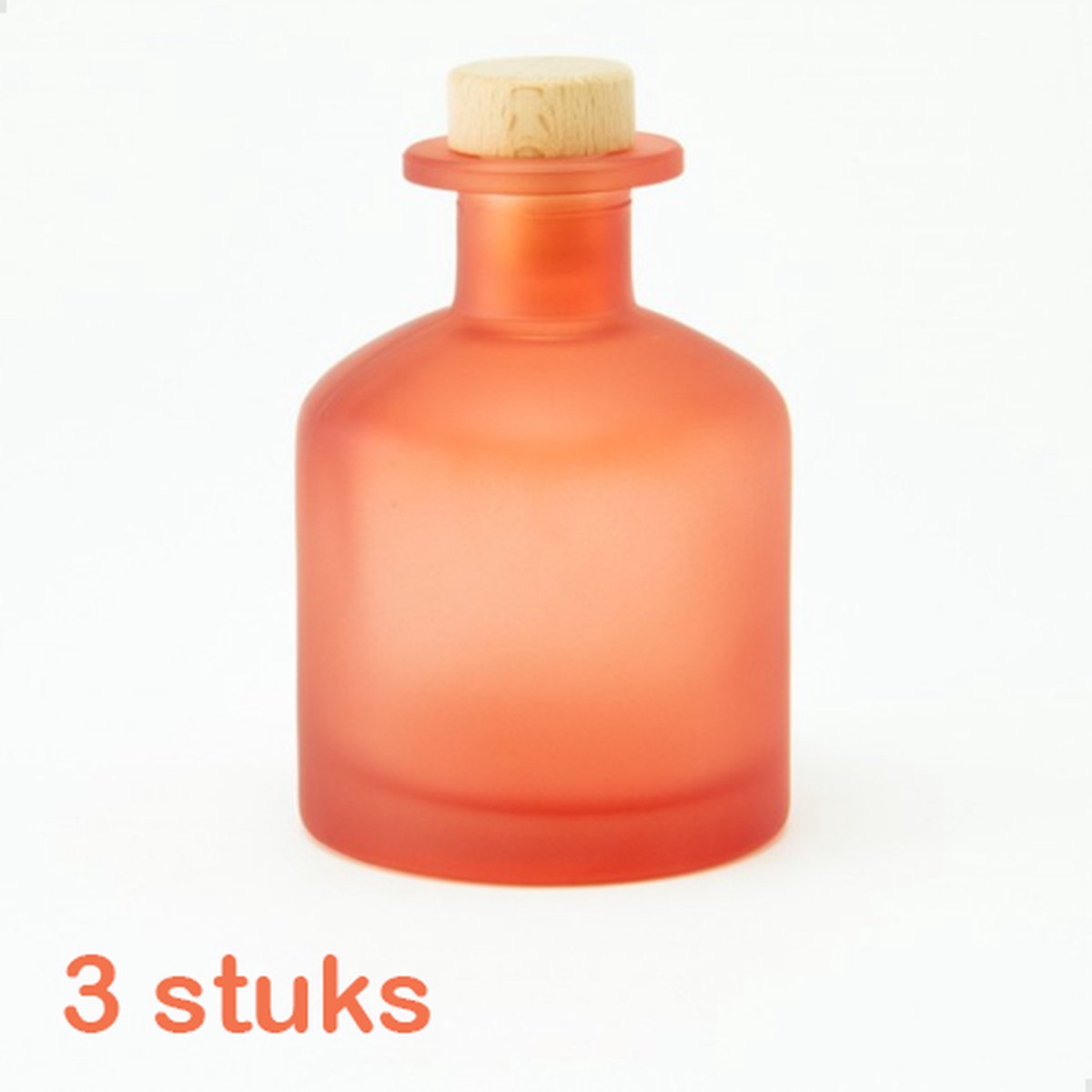3 frosted glazen flessen van 250 ml - kleur terra - vaasje - huisparfum - geschenk - decoratie