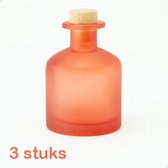 3 frosted glazen flessen van 250 ml - kleur terra - vaasje - huisparfum - geschenk - decoratie