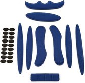 RAMBUX® - Ensemble de coussinets en mousse - Blauw - Protection d'incrustation de casque de vélo - Fermetures velcro et Colle - Doublure intérieure pour casque - Set de 27 pièces