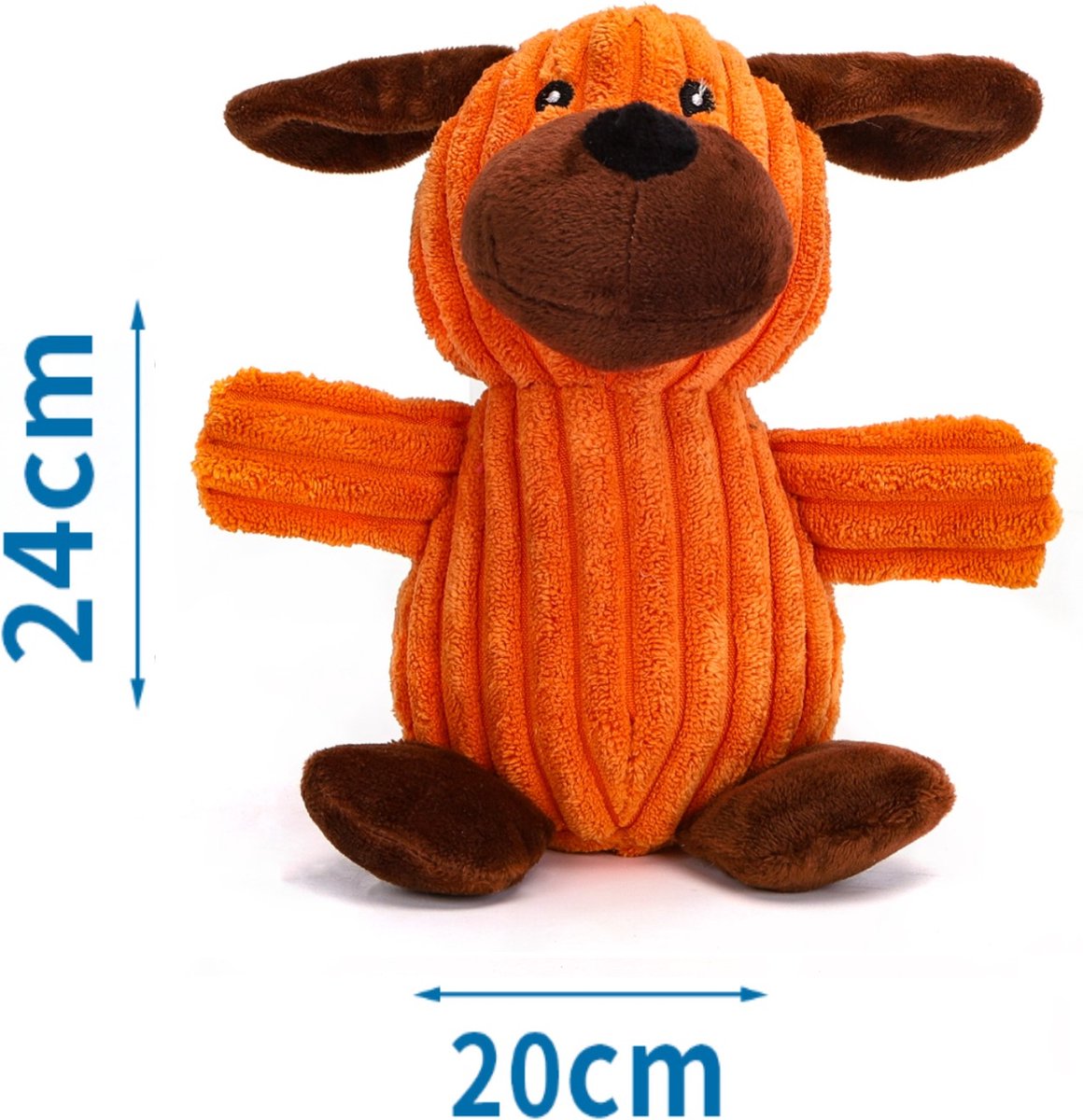 Nobleza Hondenspeeltje Pluche hondenknuffel knuffel voor hond met piep bruine hond