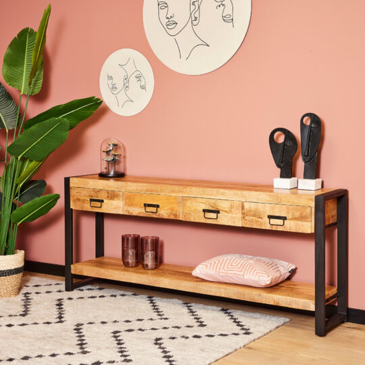 Meubels4nu - Wandkast Porto - 180cm - Mangohout - Sidetable - Wandmeubel - Dressoir - Snelle levering
