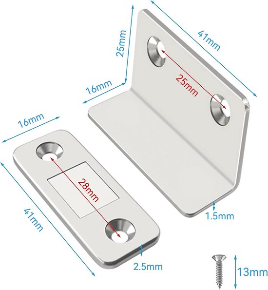 Aimant Porte Placard Loquet Magnetique 2 Pièces Ultra Mince