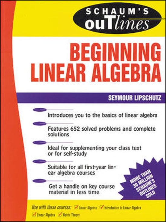 Schaum'S Outline Of Beginning Linear Algebra - cover