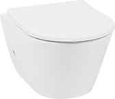 Saqu Wash 2.0 Randloos Hangtoilet - met Koud Water Bidetkraan en Toiletbril - Mat Wit - WC Pot - Toiletpot - Hangend Toilet