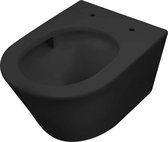 Saqu Hangtoilet - met Tornado Flush 36x52,5x35,5 cm - Voorgemonteerd - Mat Zwart - WC Pot - Toiletpot - Hangend Toilet