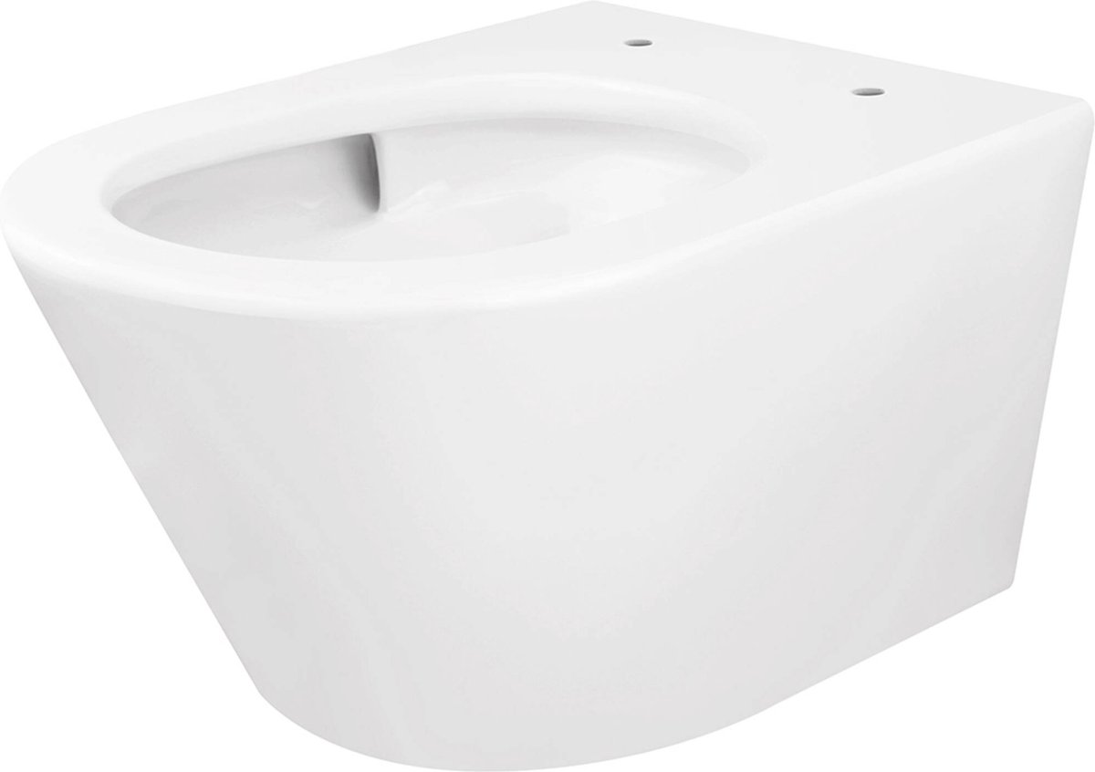 Saqu Hangtoilet - met Tornado Flush 36x52,5x35,5 cm - Voorgemonteerd - Mat Wit - WC Pot - Toiletpot - Hangend Toilet