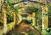 Papier peint photo Peint Intissé - Jardin avec Tunnel de Fleurs et Plantes 3D - 254 x 184 cm