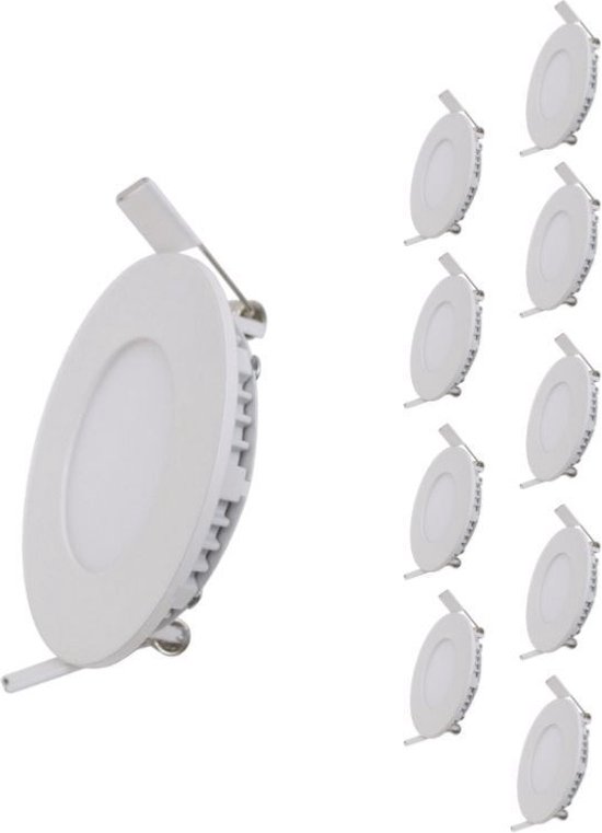 12W witte slanke ronde LED-downlight (pak van 10) - Koel wit licht - Alliage acier inoxydable - wit - Pack de 10 - Wit Froid 6000K - 8000K - Wit - SILUMEN