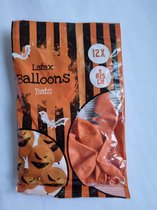 Halloween Vleermuis latex ballonnen, vleermuizen, 12 per setje, doorsnee 25 cm
