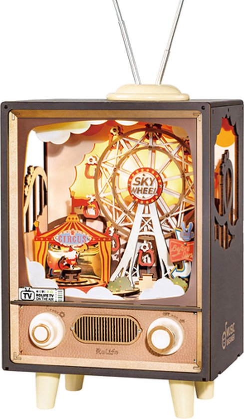 Robotime, Muziekdoos Hout DIY 3D Puzzel Sunset Carnival, AMT01, 17,7x14,2x41,4cm
