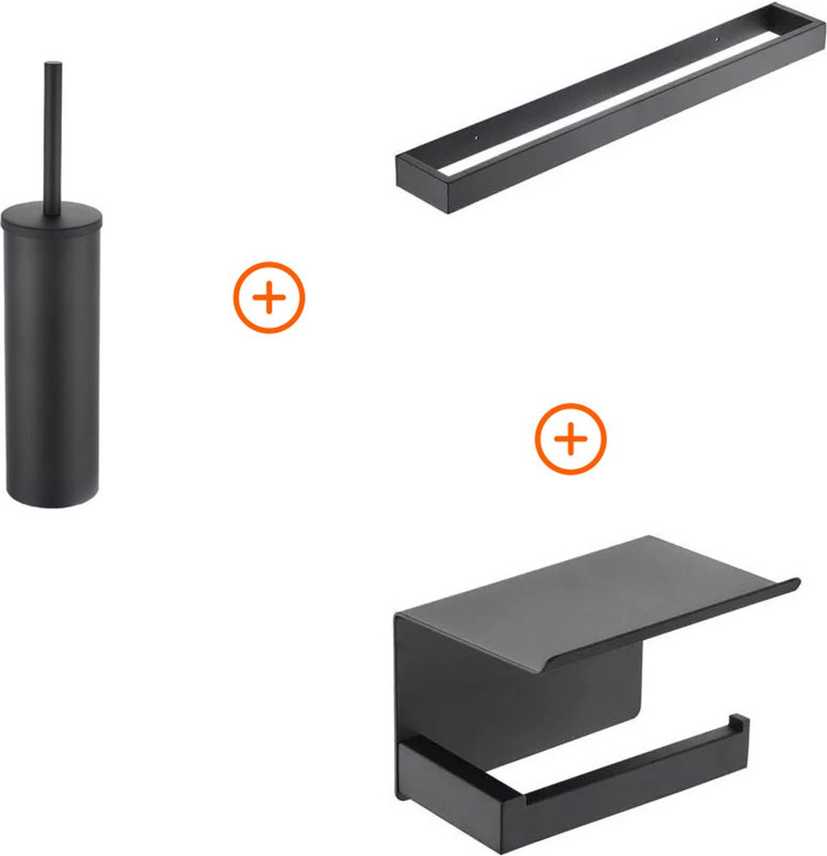 Toilet accessoires set Mat zwart exclusief met beugel