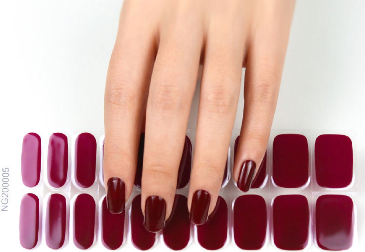Goedkoopste Gel Nail Wraps – Gel Nagel Wraps – Gel Nail Stickers – Gel Nagel Folie - UV lamp - Dark Red