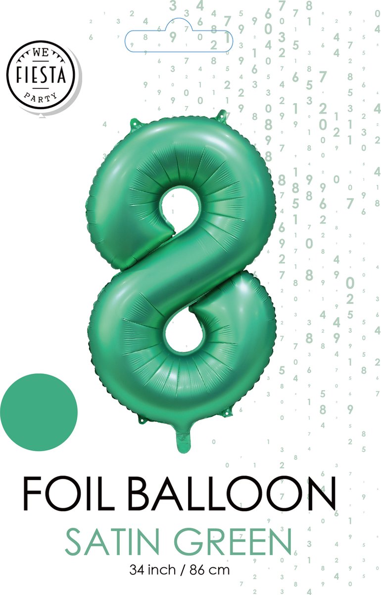 folieballon cijfer 8 mat groen metallic